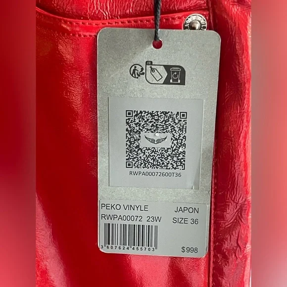 NWT Zadig & Voltaire
Red Peko Vinyle 100% Lamb Leather Pant FR 36 CALL OUT - Picture 4 of 16